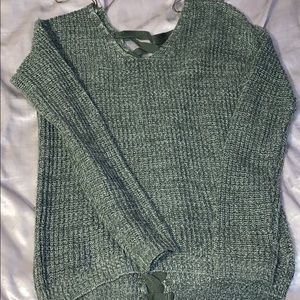 Knit sweater w lace up back